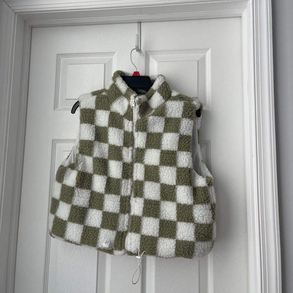 Wild Rose Olive and Cream Sherpa Vest